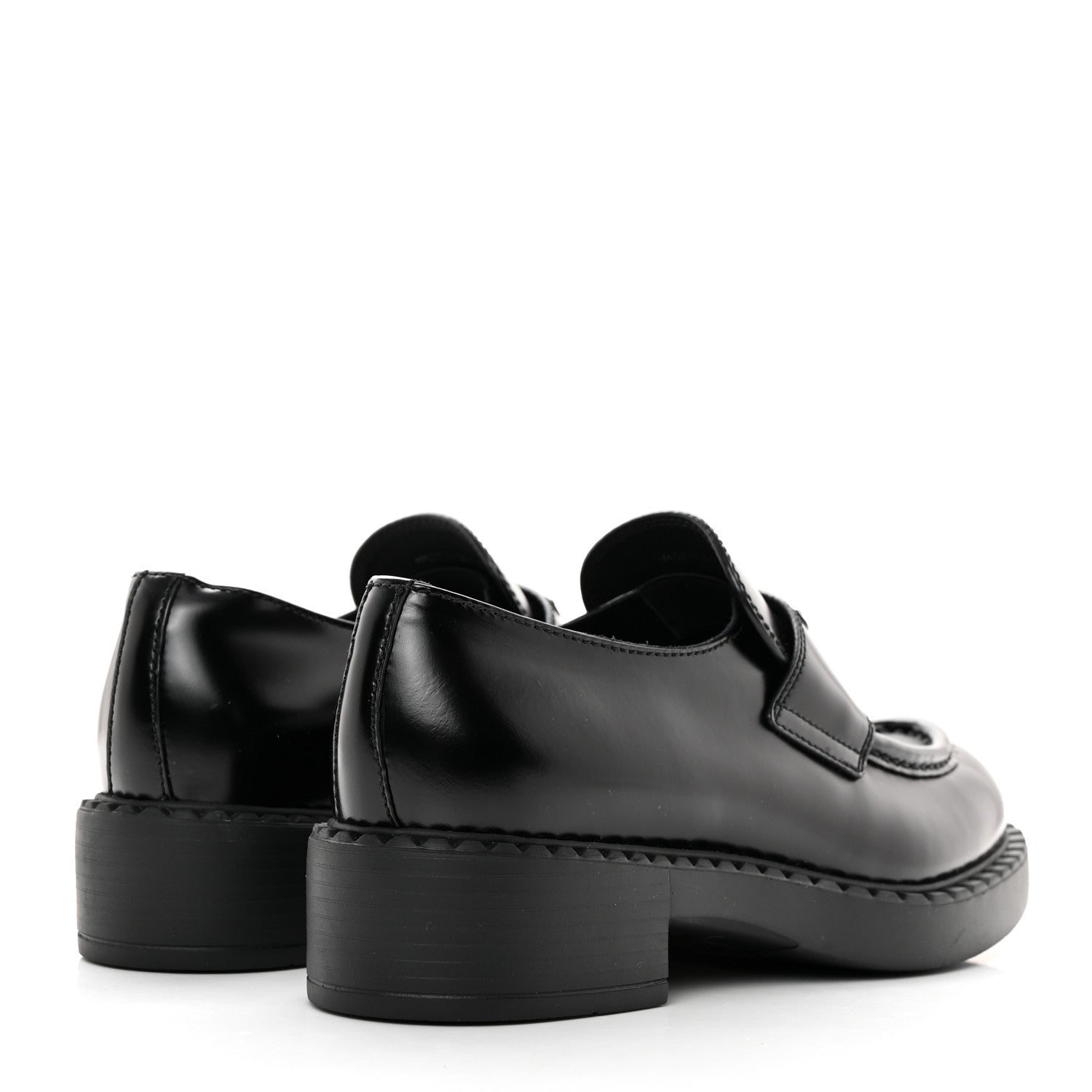 Prada Spazzolato Metal Triangle Logo 50mm Loafers 37.5 Black 4 of 12