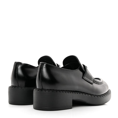 Prada Spazzolato Metal Triangle Logo 50mm Loafers 37.5 Black 4 of 12