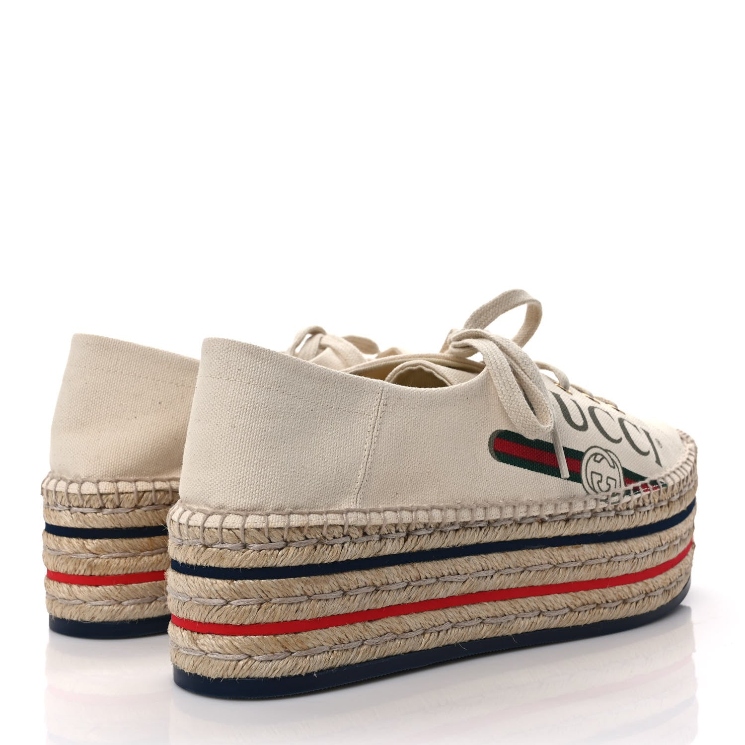Gucci Canvas Logo Lace-Up Platform Espadrilles 40 Greggio Grege 4 of 10