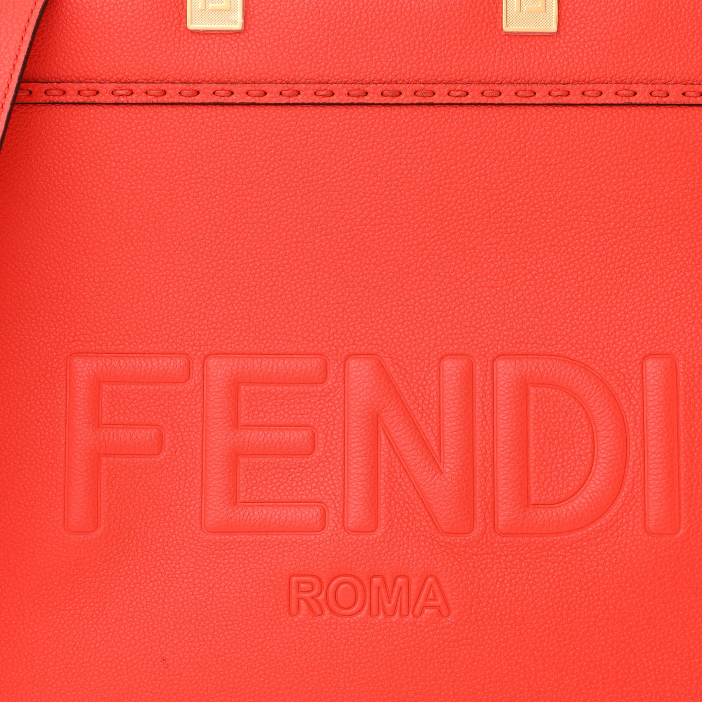Vitello Cher Logo Debossed Medium Fendi Sunshine Shopper Tote Lava