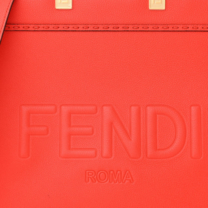 Fendi Vitello Cher Logo Debossed Medium Fendi Sunshine Shopper Tote Lava 7 of 14