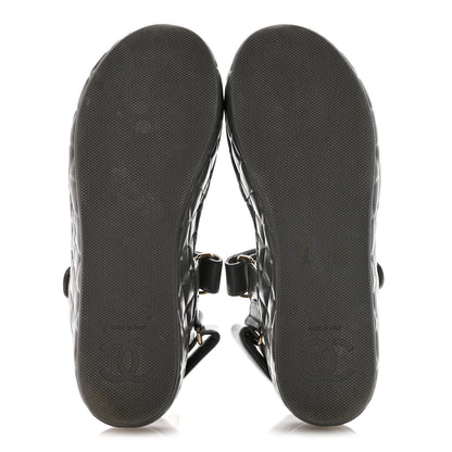 Chanel Shiny Calfskin Logo Platform Sandals 37 Grey 6 of 10