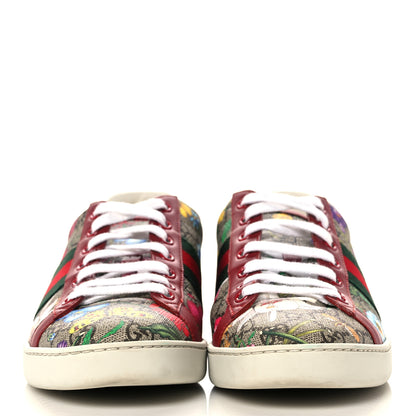 Gucci GG Supreme Monogram Flora Web Womens Ace Sneakers 39.5 Beige Multicolor Rosso 2 of 8
