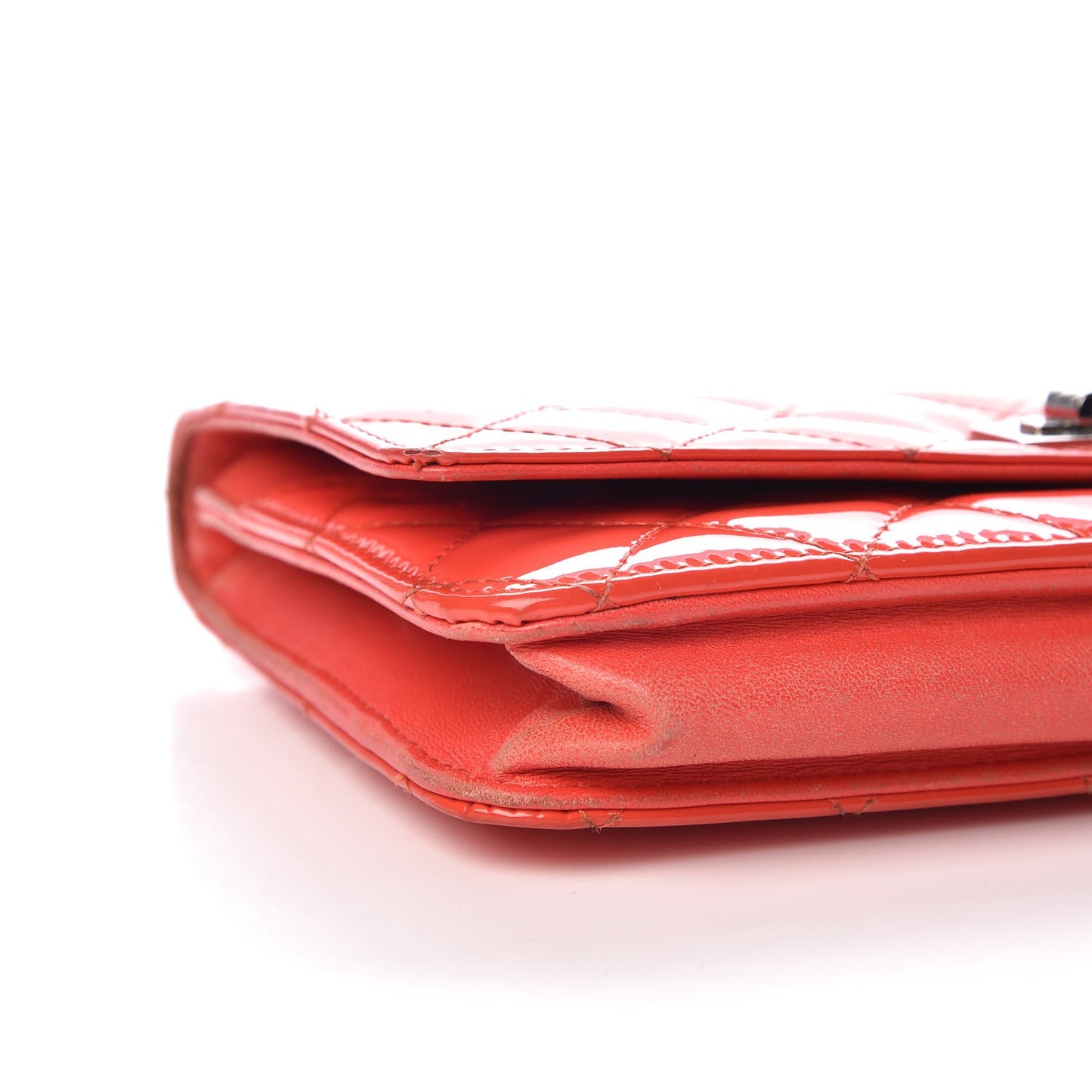 Patent Calfskin Quilted Reissue Wallet On Chain WOC Red