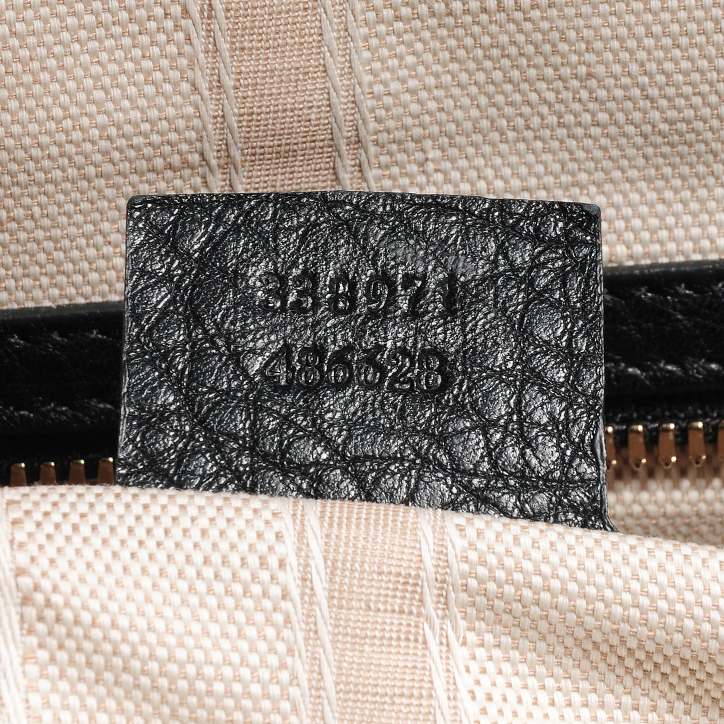 Leather Medium Label Tote Black