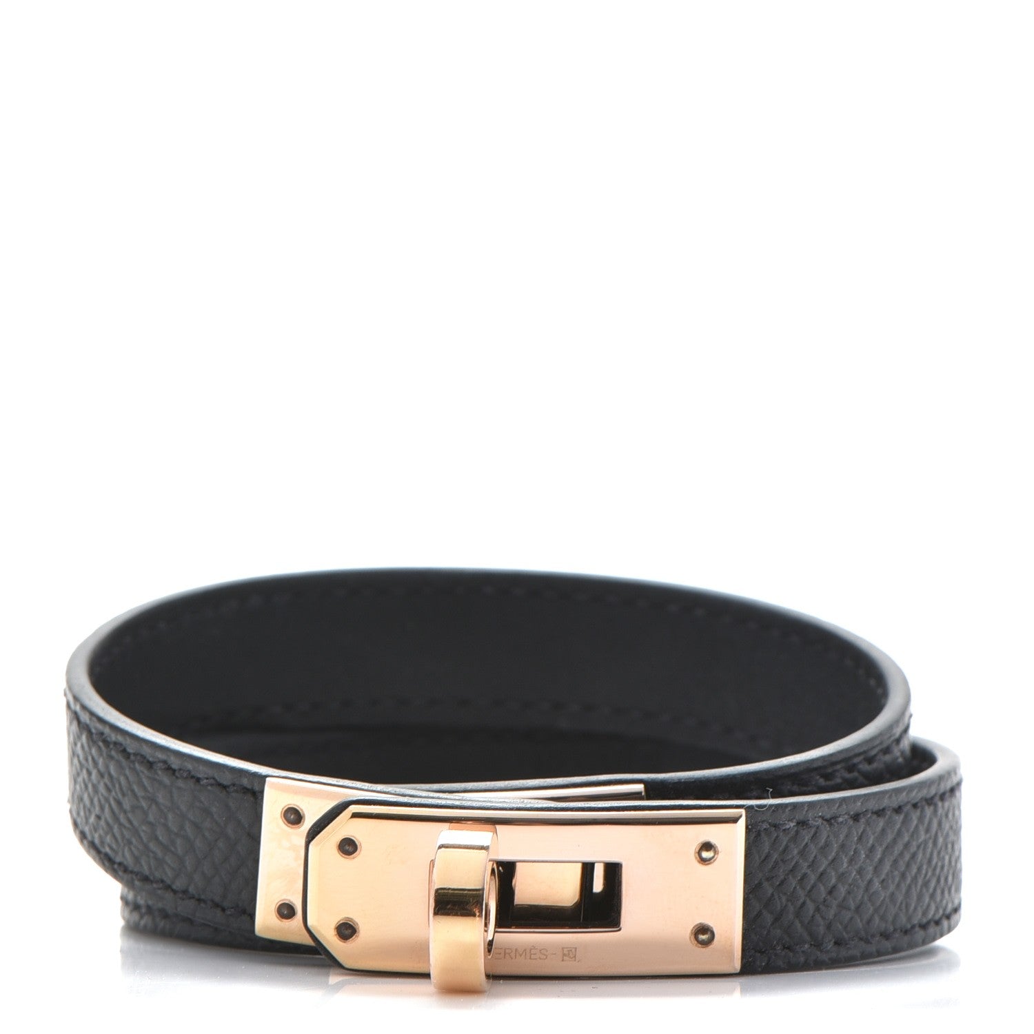 Hermes Epsom Kelly Double Tour Bracelet M Black 1 of 8
