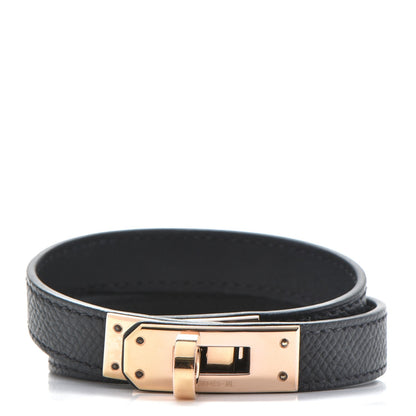 Hermes Epsom Kelly Double Tour Bracelet M Black 1 of 8
