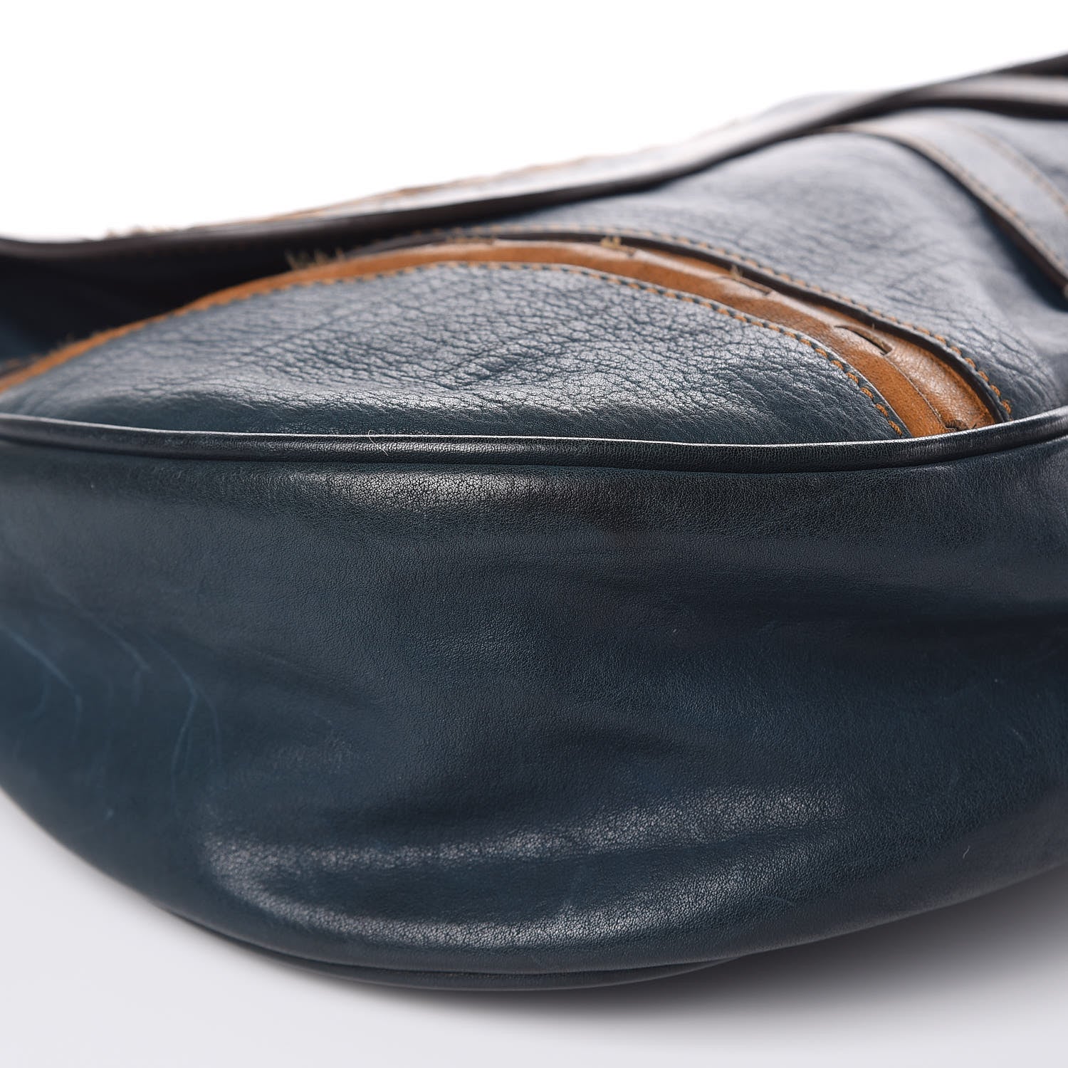 Christian Dior Calfskin Gaucho Saddle Bag Blue 8 of 15