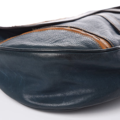 Christian Dior Calfskin Gaucho Saddle Bag Blue 8 of 15
