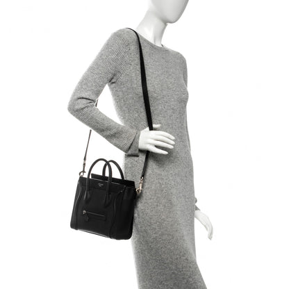 Celine Drummed Calfskin Nano Luggage Black 2 of 6