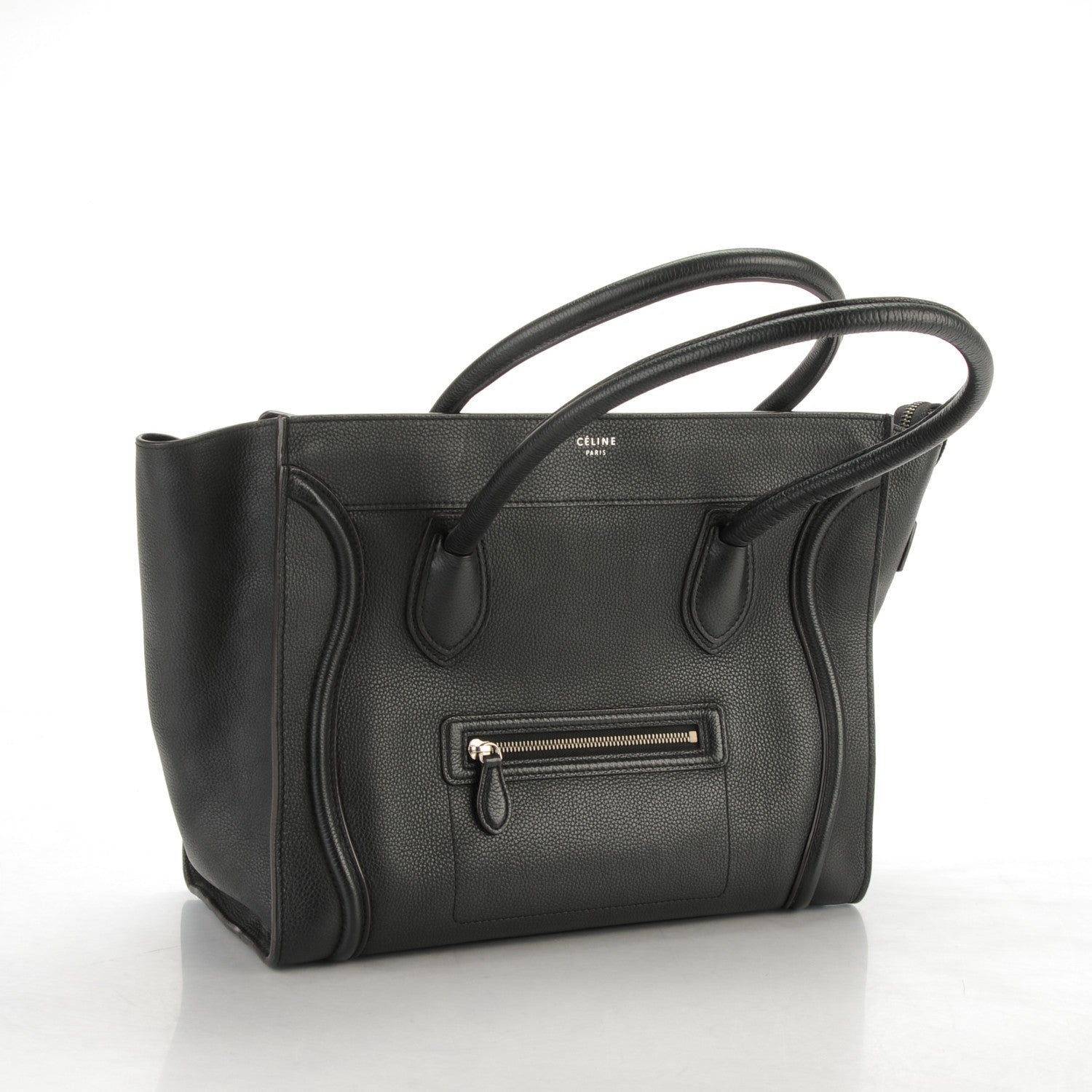 Celine Drummed Calfskin Shoulder Luggage Black 10 of 10