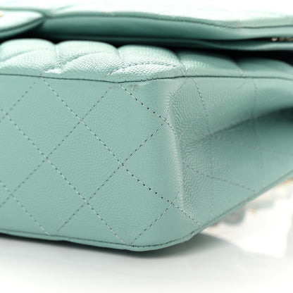 Chanel Caviar Quilted Medium Double Flap Light Blue 9 of 17
