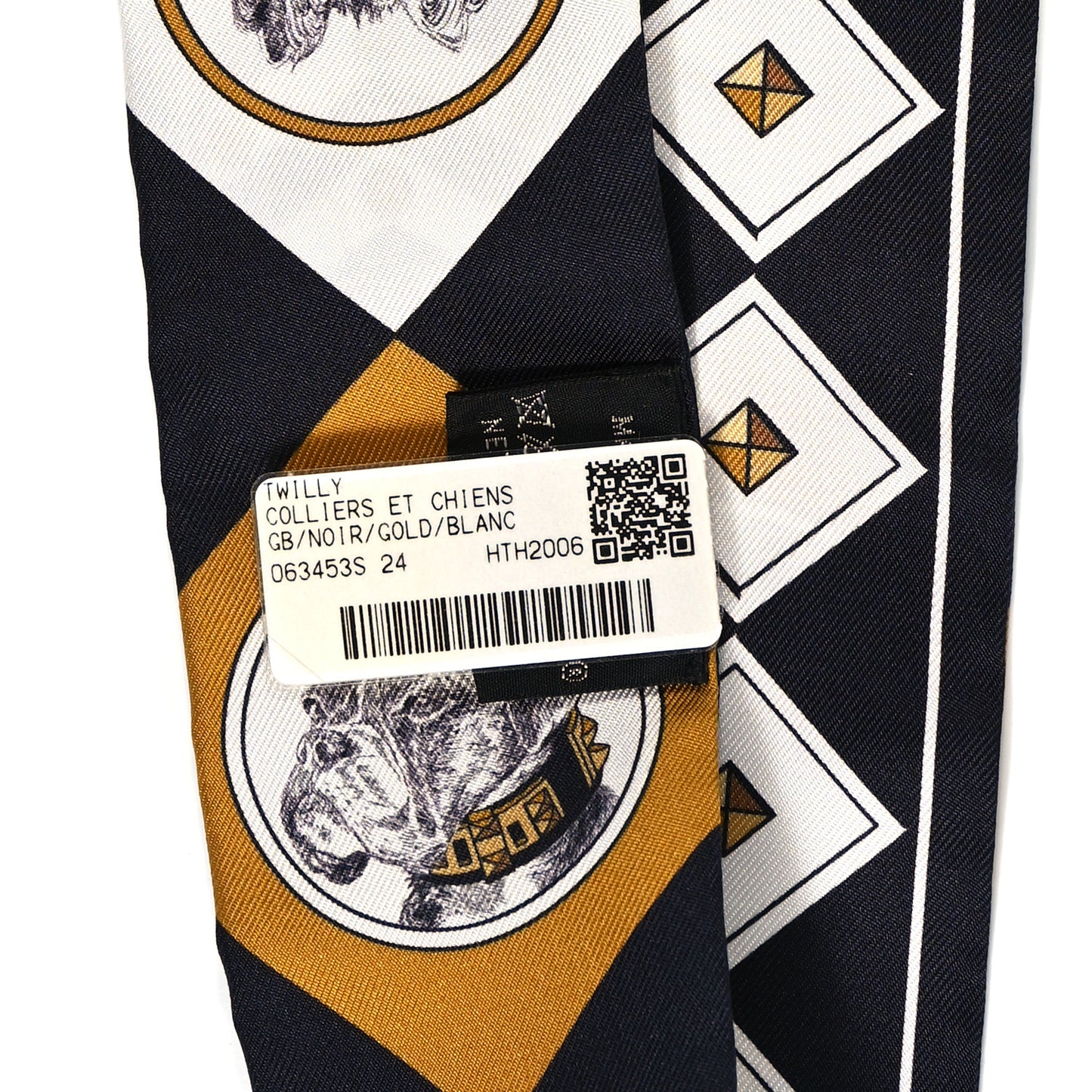 Silk Colliers Et Chiens Twilly Black Gold White
