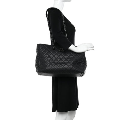 Chanel Caviar Lizard Quilted Large Coco Handle Shopping Tote Black 2 of 15