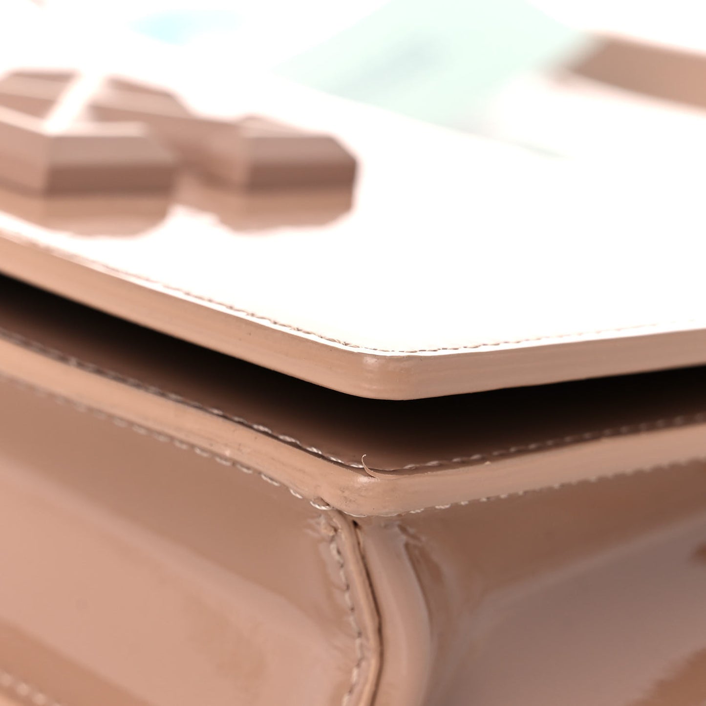 OFF WHITE Patent Jitney 0.5 Crossbody Bag Beige