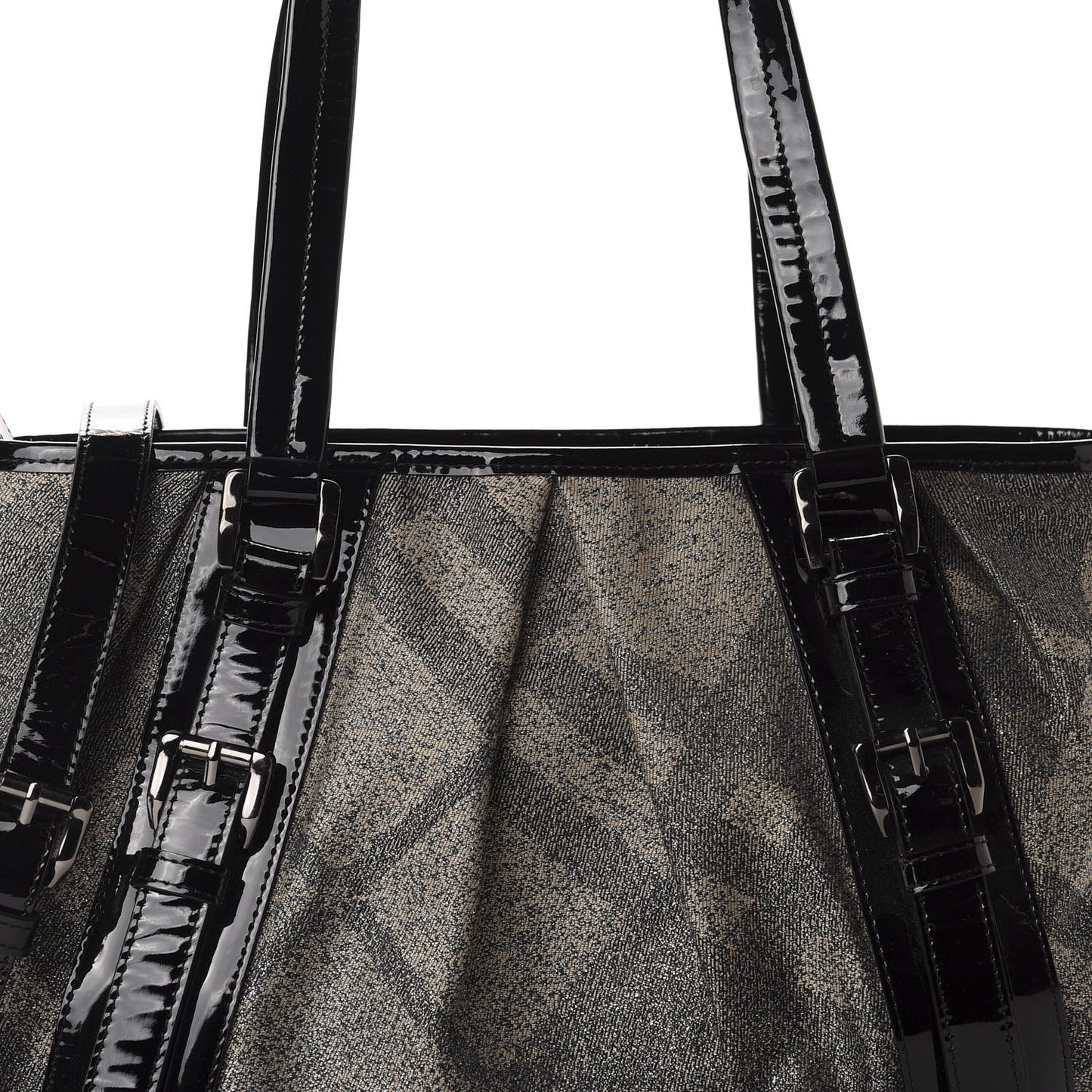 Shimmer Check Degrade Medium Tote Black