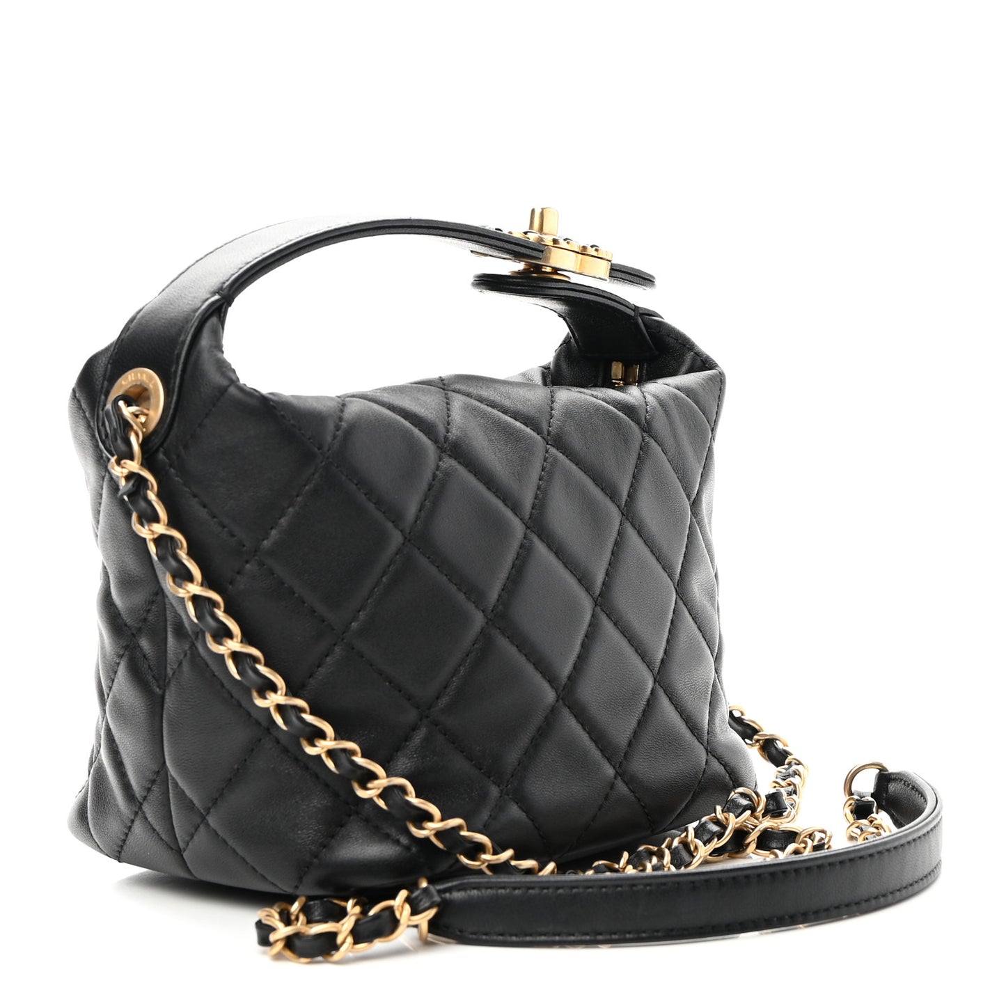 Lambskin Quilted Small Perfect Meeting Hobo Black