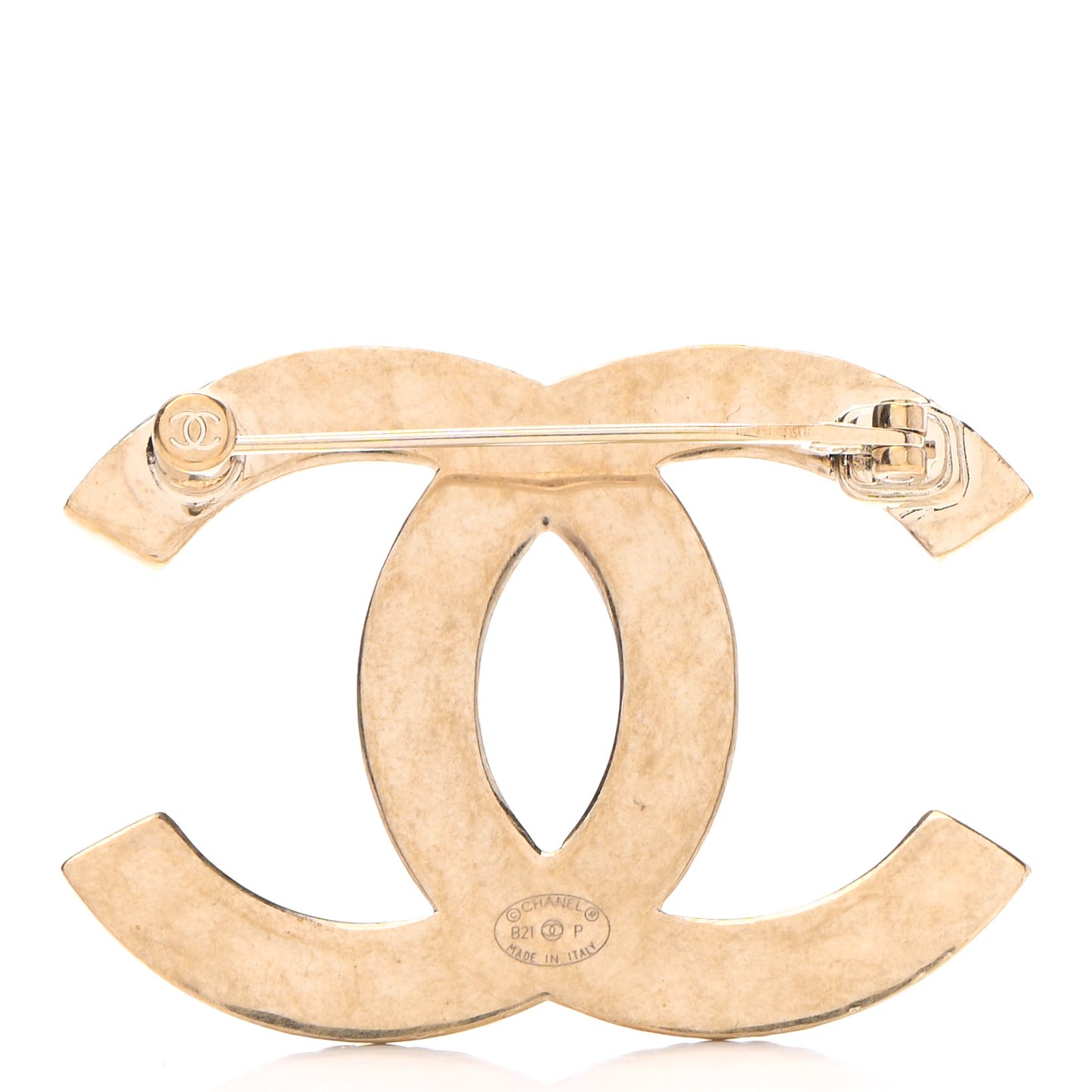Metal CC Diamond Quilted Brooch Light Gold