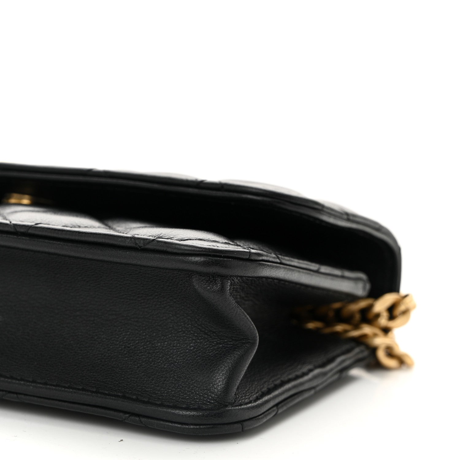 Chanel Lambskin Quilted Sweet Camellia Flap Phone Holder With Chain Black 11 of 12
