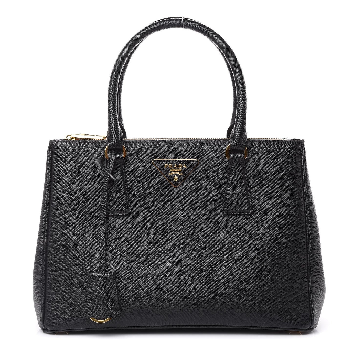 Saffiano Small Galleria Double Zip Tote Black
