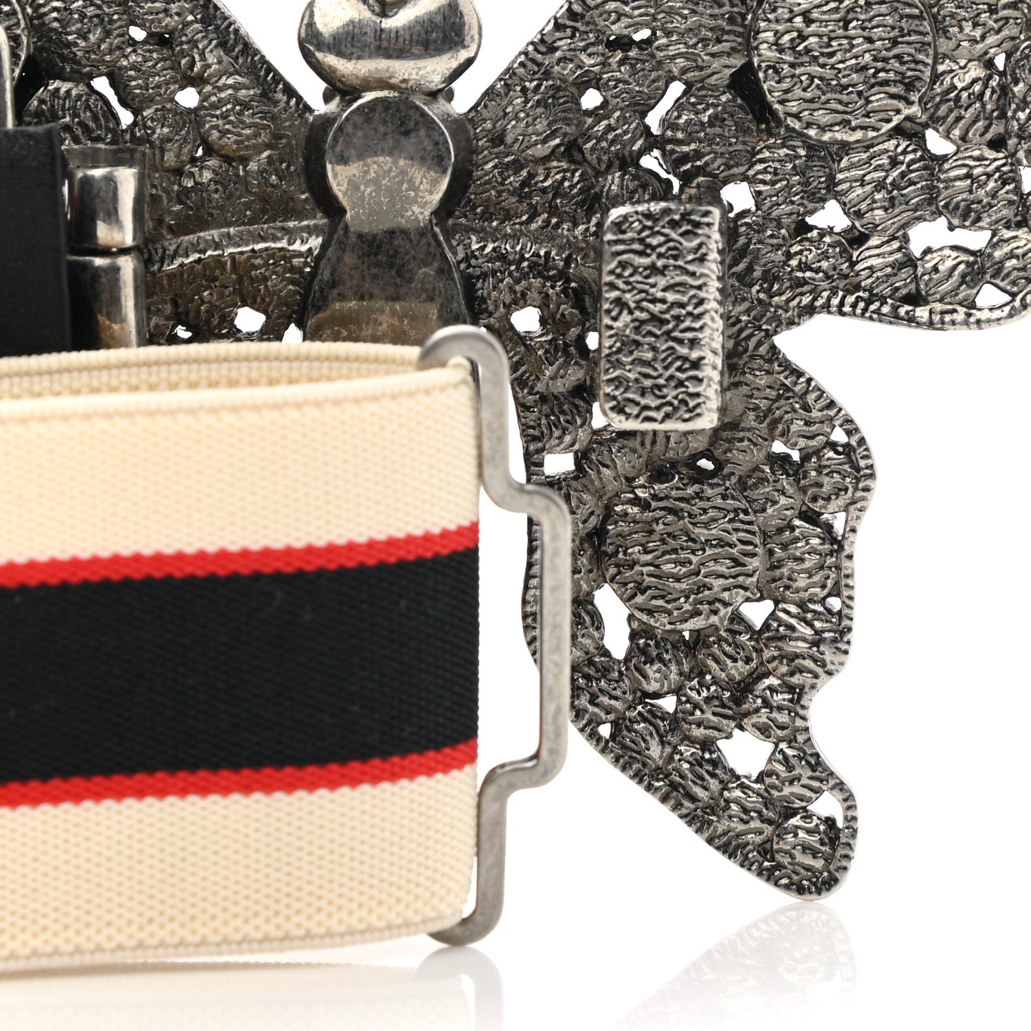 Gucci Jacquard Crystal Stripe Butterfly Belt 85 34 White 4 of 4