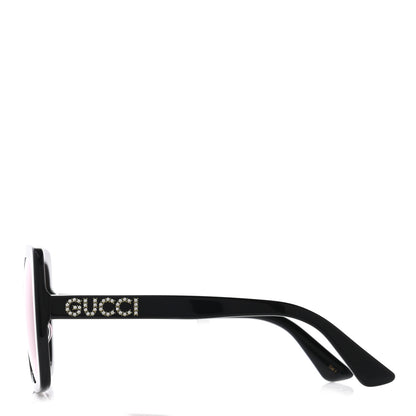 Gucci Crystal Square Frame GG Sunglasses GG0418S Black Pink 3 of 7