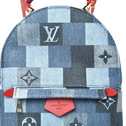 Louis Vuitton Denim Damier Monogram Patchwork Palm Springs Backpack Mini Blue Rouge 9 of 9