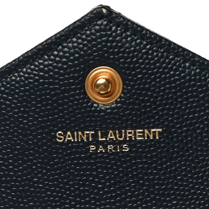 Saint Laurent Grain De Poudre Matelasse Chevron Monogram Chain Wallet Deep Marine 6 of 9