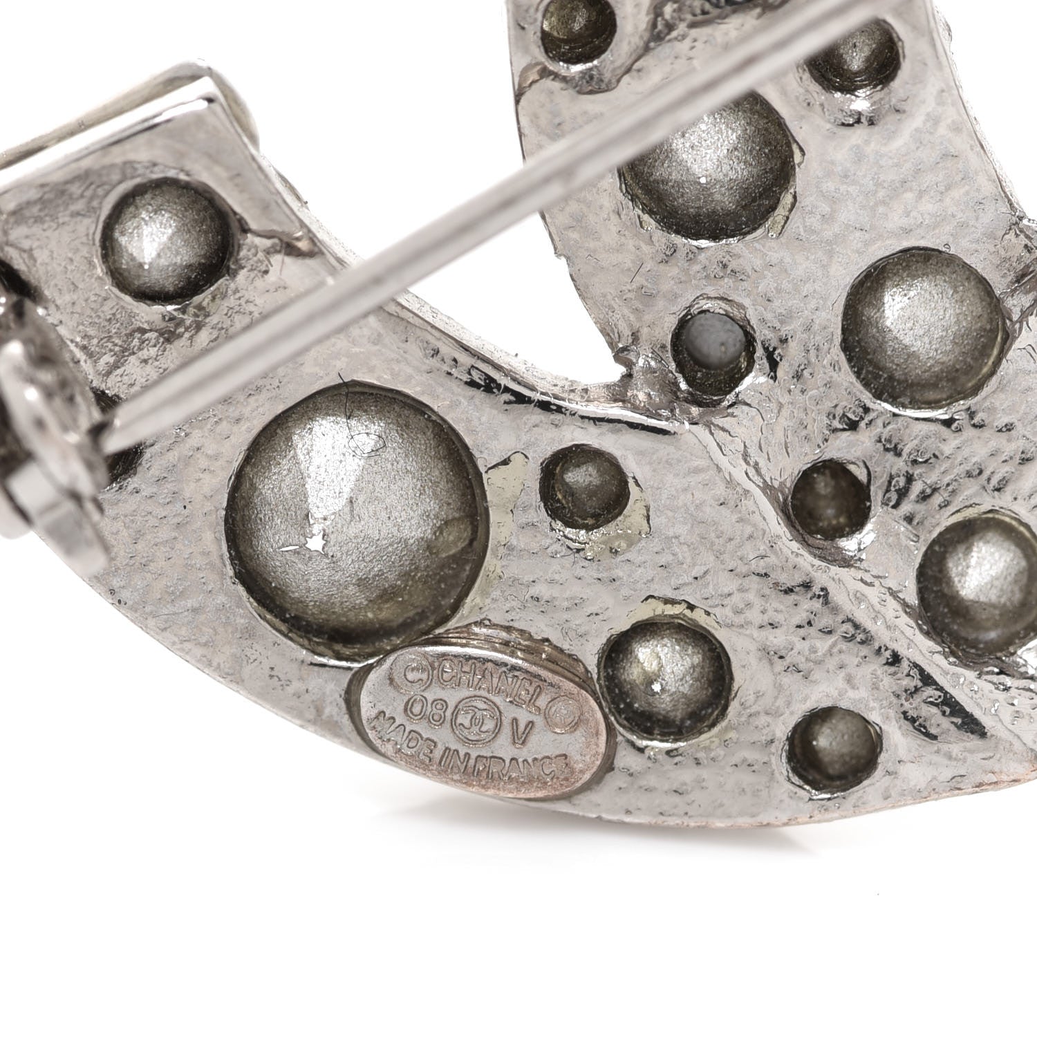 Chanel Crystal CC Brooch Silver 4 of 4