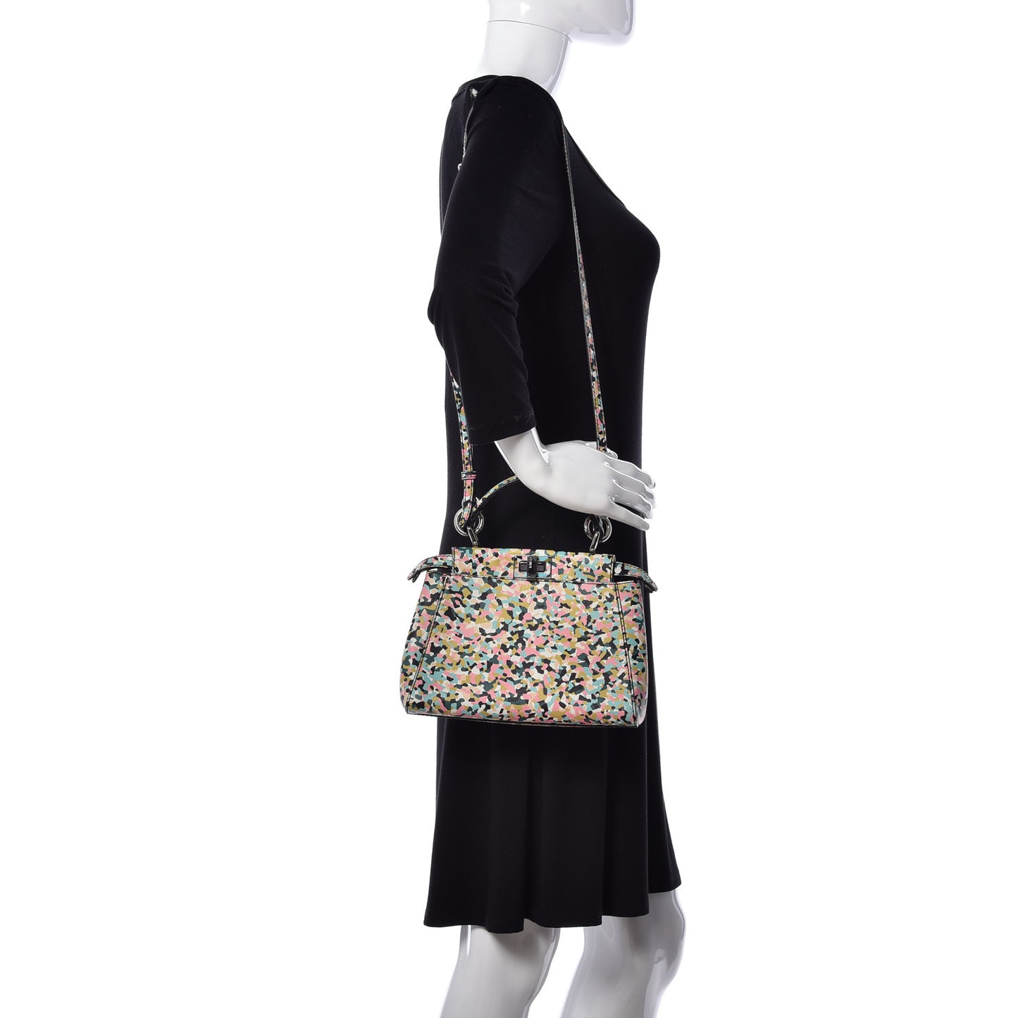 Vitello Seta Plexiglass Granite Mini Peekaboo Iconic Satchel Multicolor