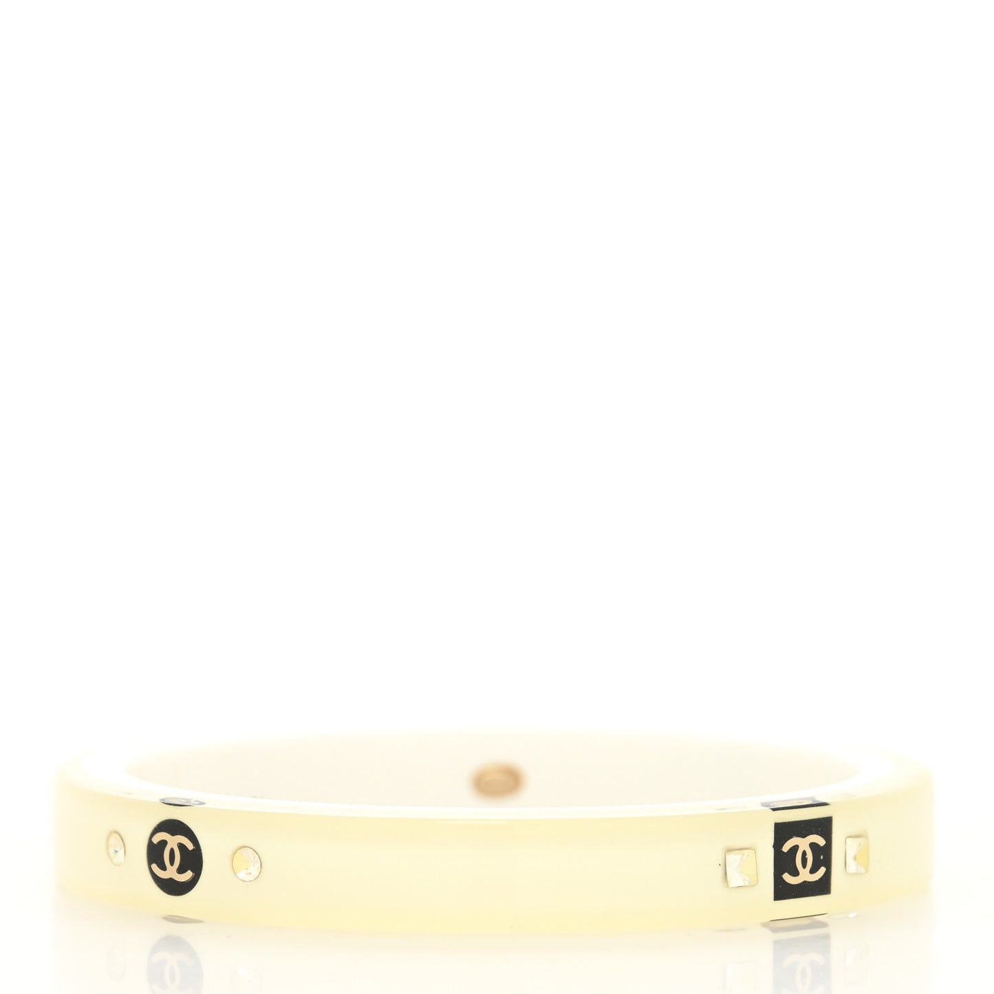 Resin Crystal CC Bangle Bracelet White