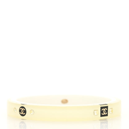 Chanel Resin Crystal CC Bangle Bracelet White 3 of 4