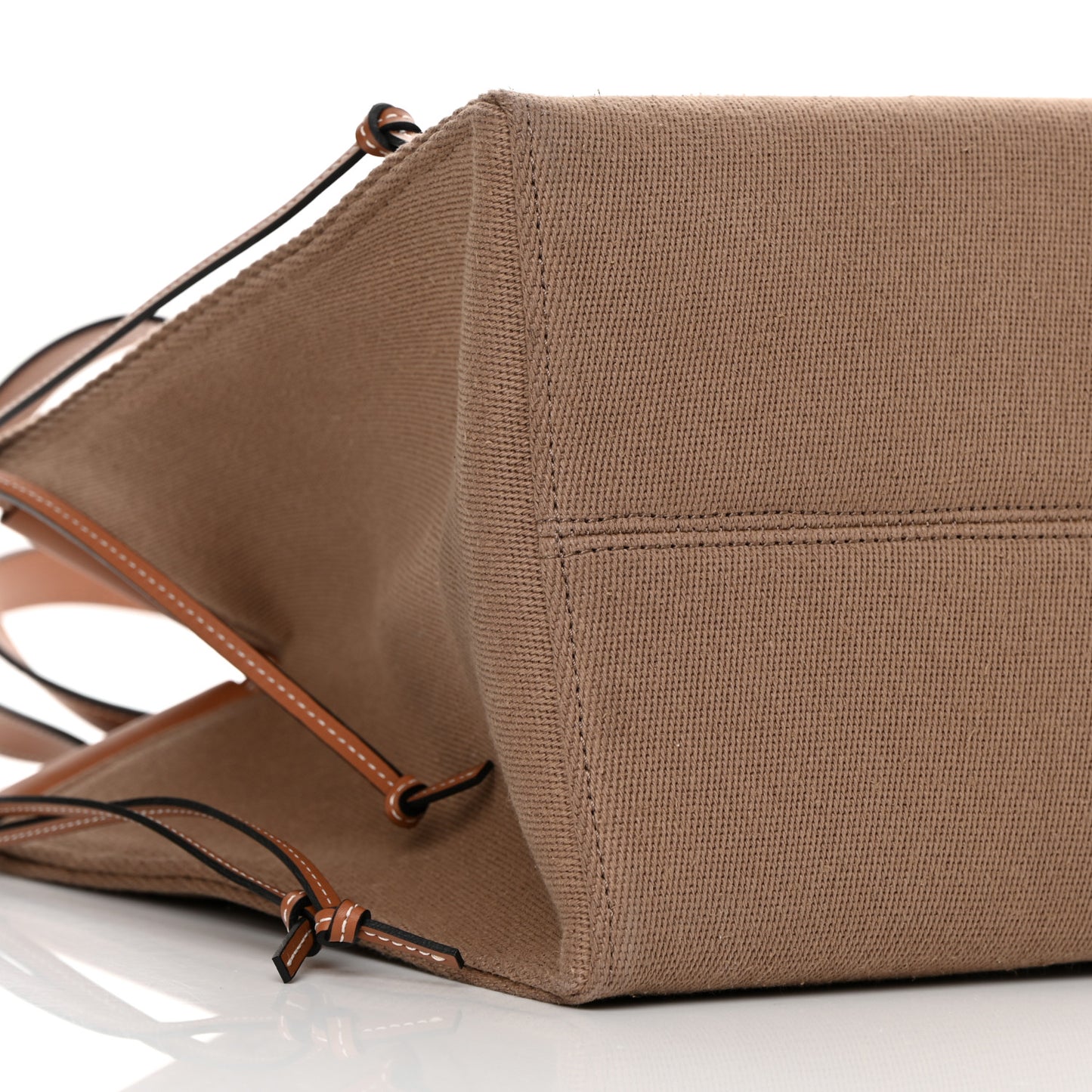 Canvas Calfskin Cushion Tote Taupe