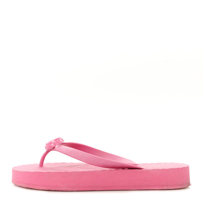 Gucci Rubber Chevron Womens GG Thong Sandals 41 Pink Tropical Flower 1 of 20
