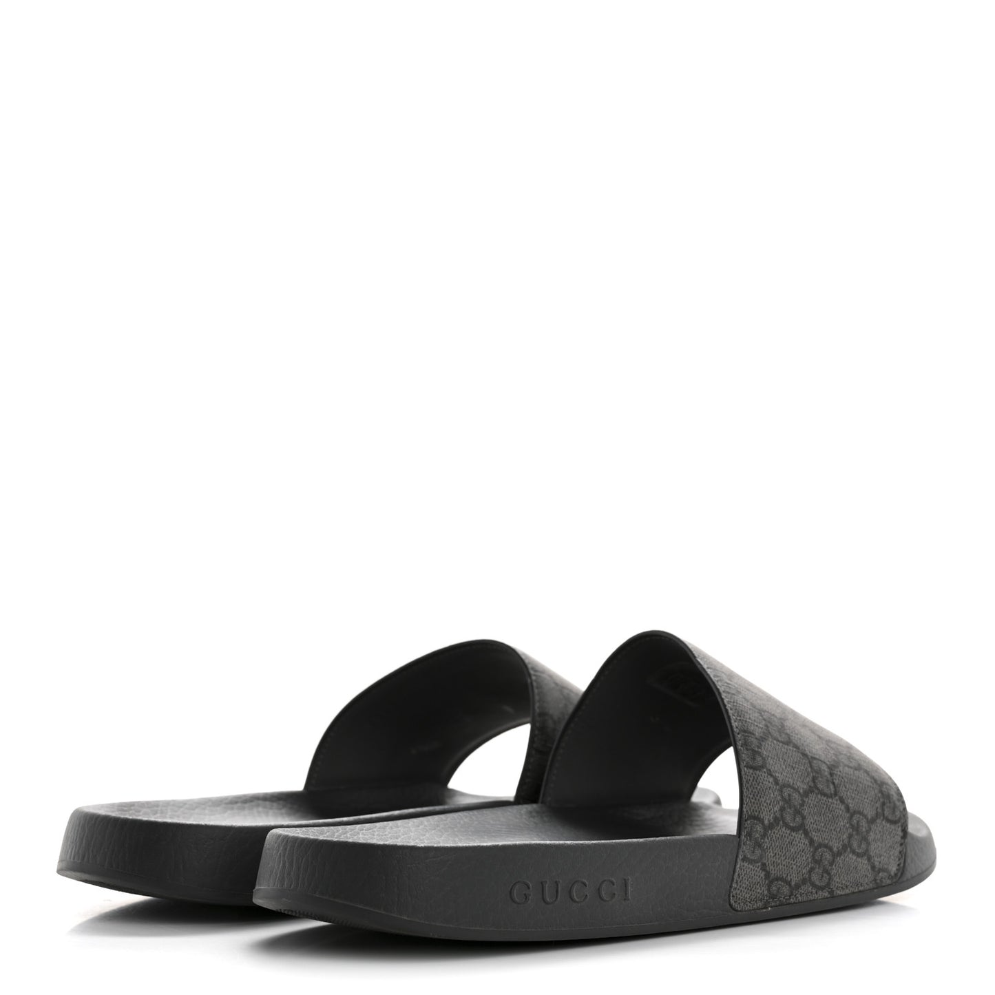 GG Supreme Monogram Mens Slide Sandals 9 Grey Black