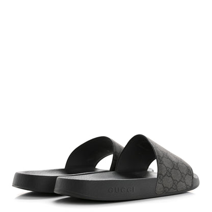 Gucci GG Supreme Monogram Mens Slide Sandals 9 Grey Black 5 of 9