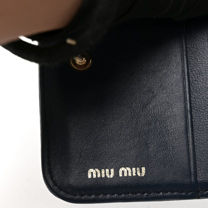 Miu Miu Nappa Matelasse Zip Around Compact Wallet Navy 6 of 6