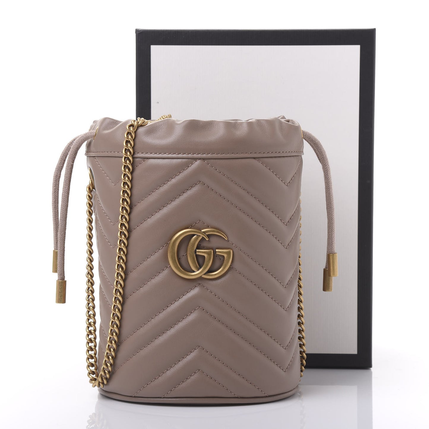 Calfskin Matelasse Mini GG Marmont 2.0 Bucket Bag Porcelain Rose