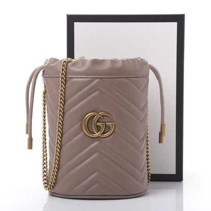 Gucci Calfskin Matelasse Mini GG Marmont 2.0 Bucket Bag Porcelain Rose 10 of 10