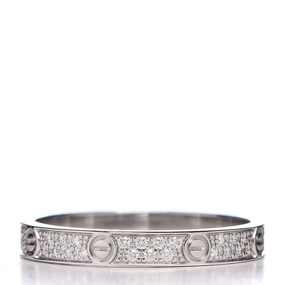 Cartier 18K White Gold Diamond 2.6mm LOVE Paved Band Ring 50 5.25 3 of 5