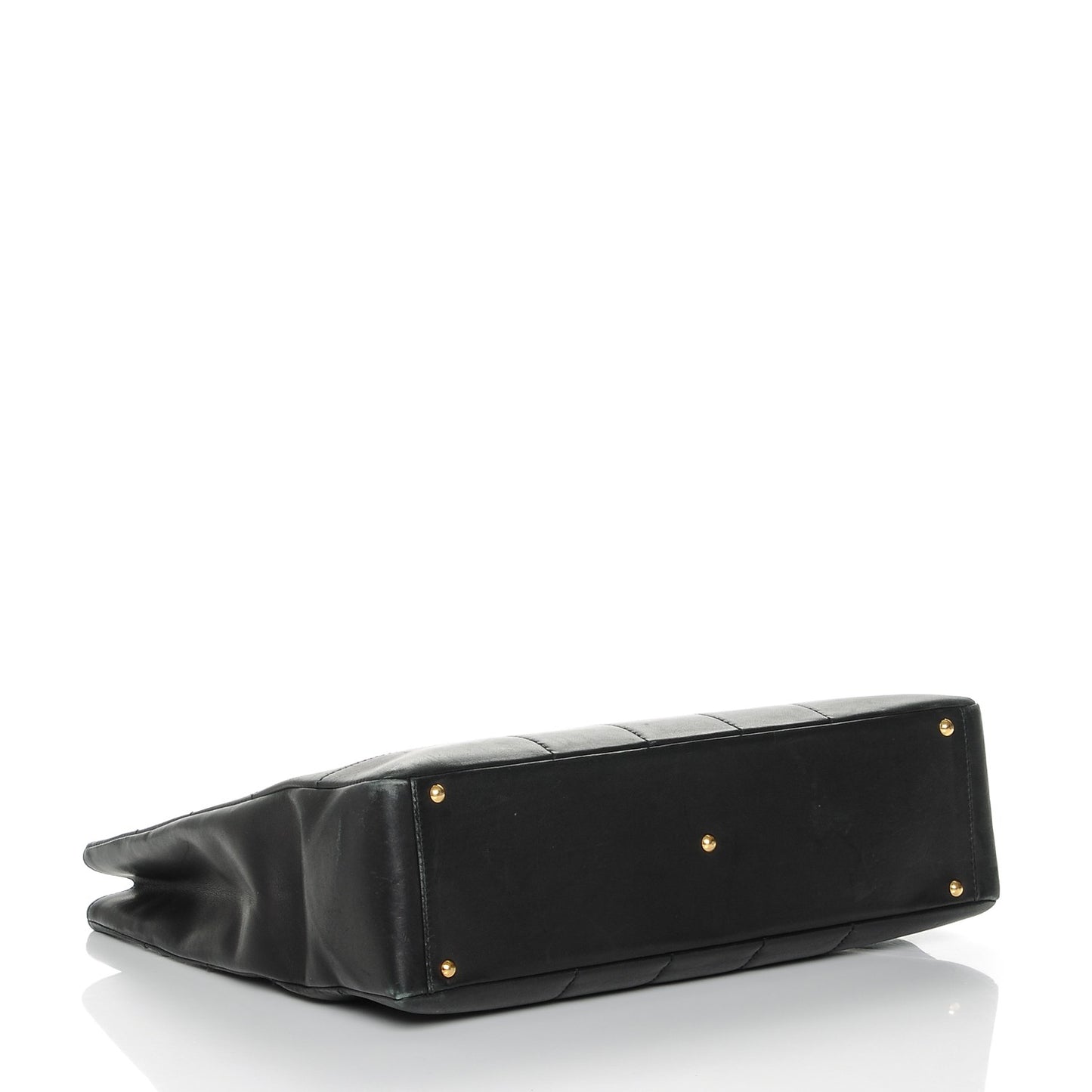 Lambskin Square Stitched Tote Black