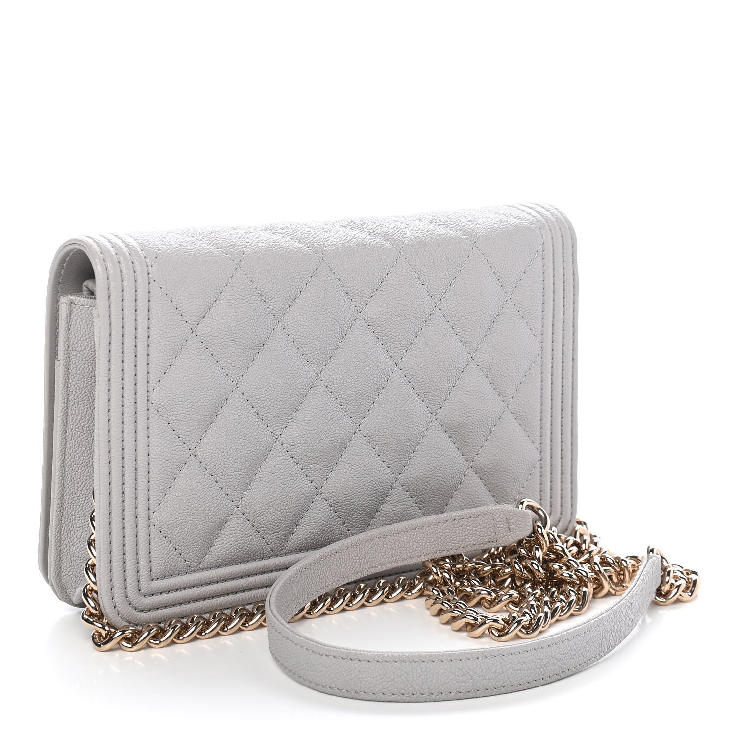 Chanel Caviar Quilted Boy Wallet On Chain WOC Grey 3 of 11