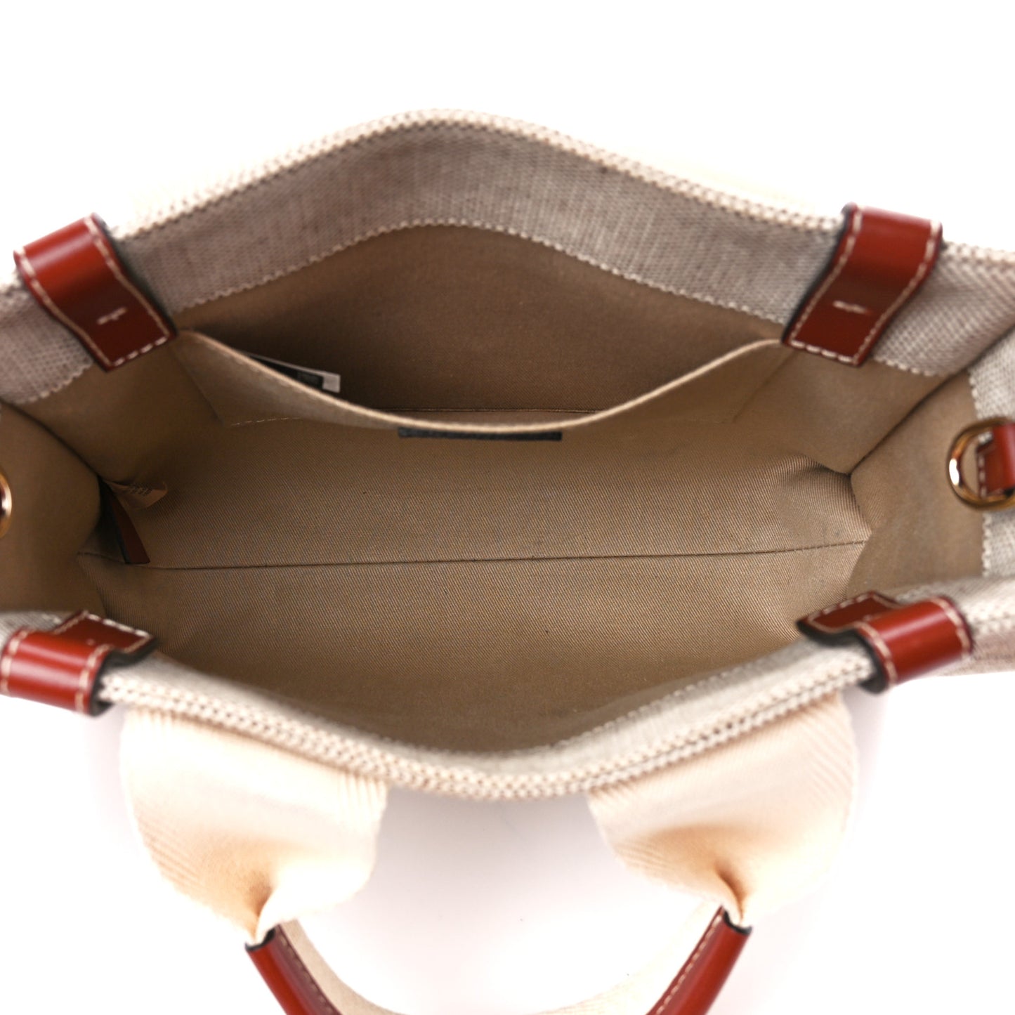 Cotton Calfskin Small Woody Ribbon Tote With Strap White Brown