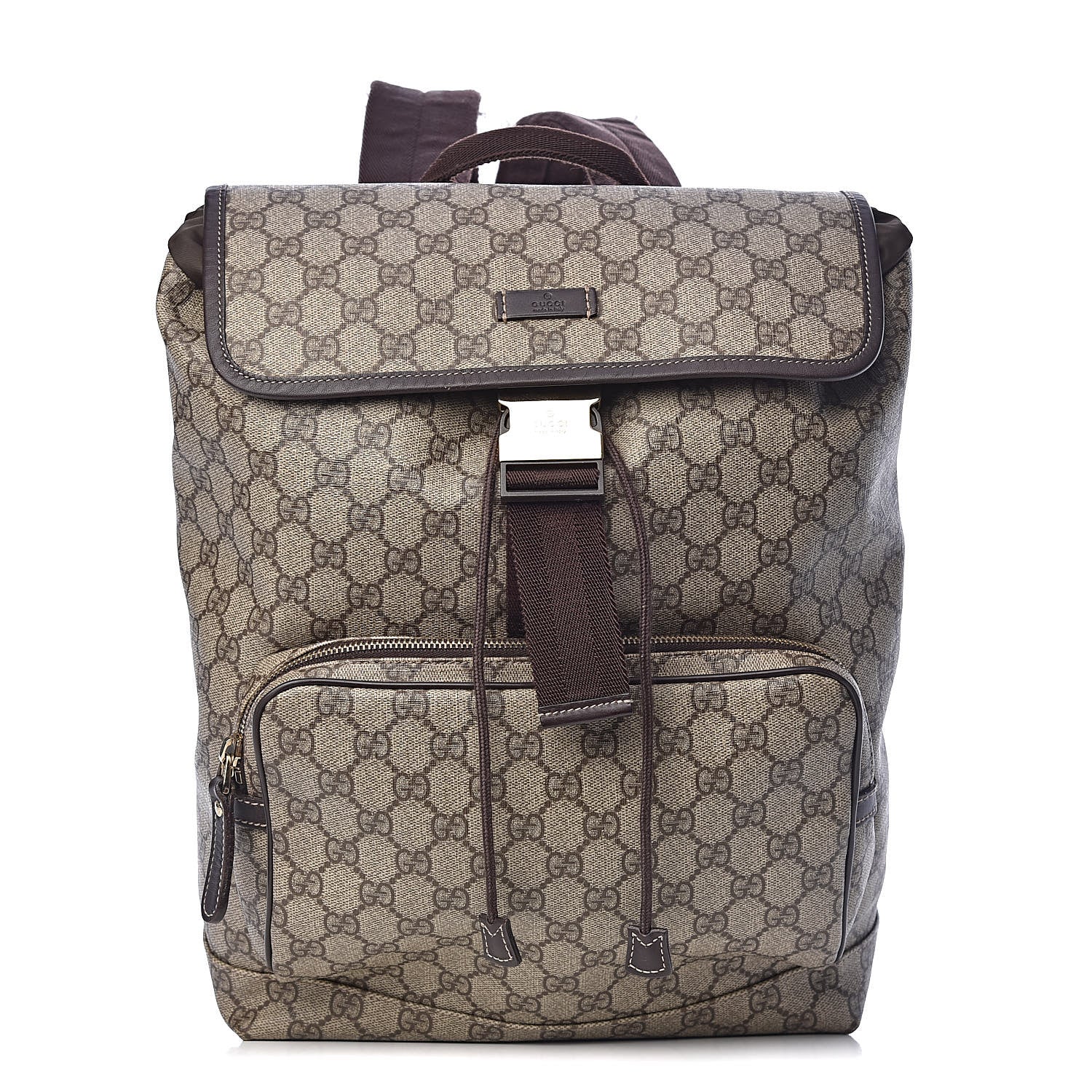 Gucci GG Supreme Monogram Medium Single Buckle Rucksack Backpack Beige Ebony Brown 1 of 11
