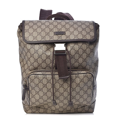 Gucci GG Supreme Monogram Medium Single Buckle Rucksack Backpack Beige Ebony Brown 1 of 11