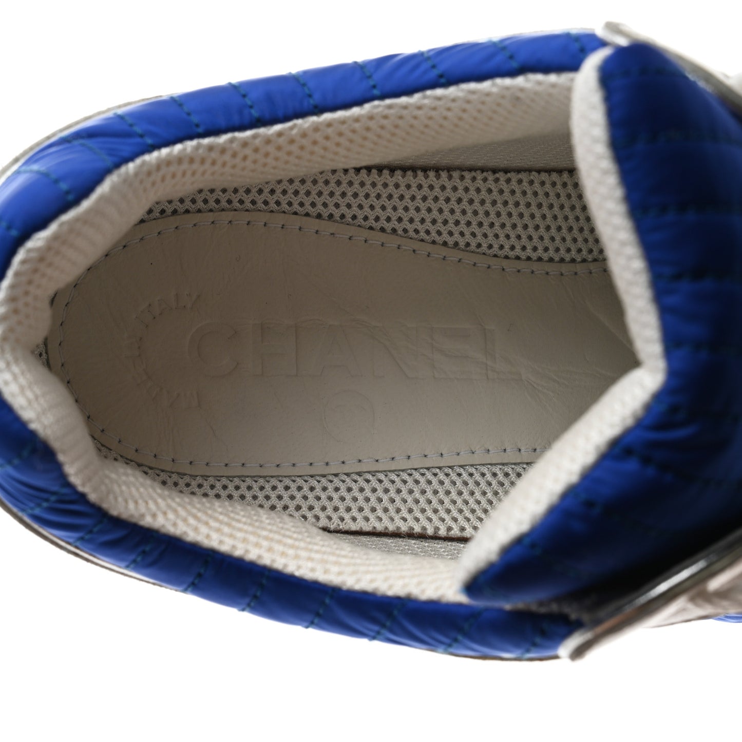 Suede Calfskin CC Sneakers 38 White Blue Yellow