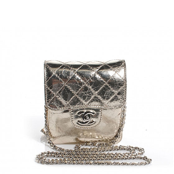 Metallic Calfskin Mini Flap Gold