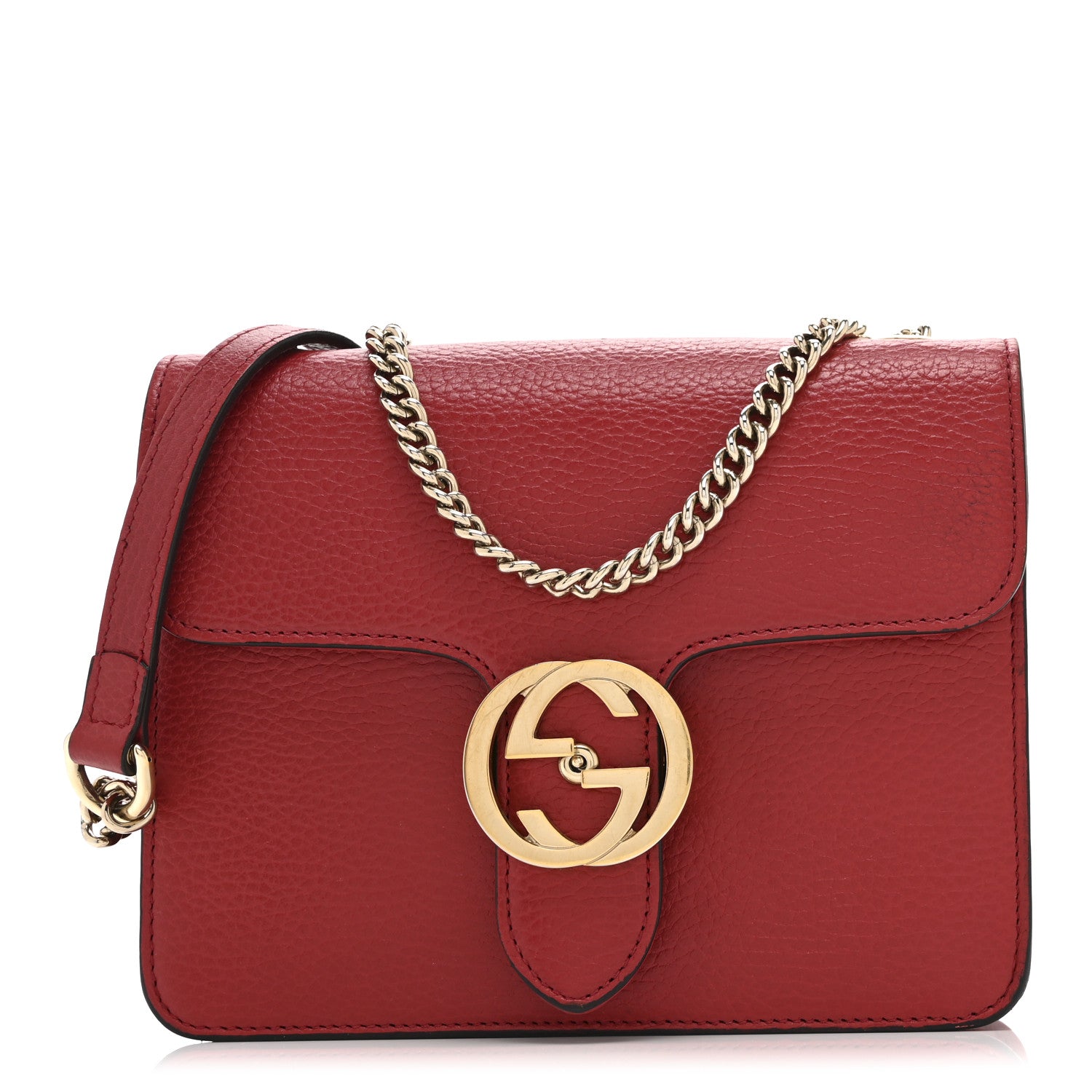 Gucci Dollar Calfskin Small Interlocking G Shoulder Bag Red 1 of 11
