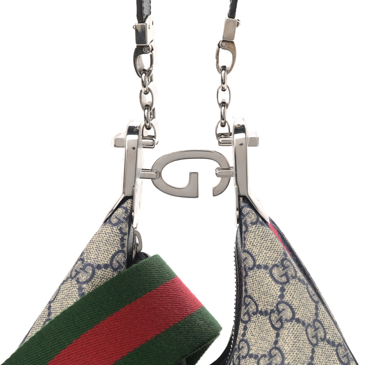 Gucci GG Supreme Monogram Textured Calfskin Web Small Attache Shoulder Bag Beige Blue 8 of 8