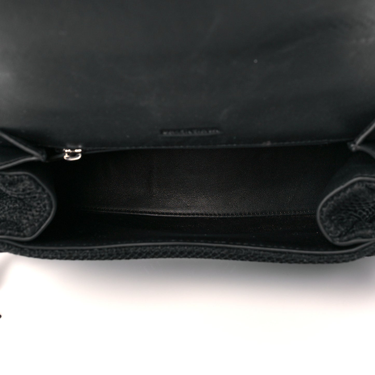 Faux Calfskin Fabric Small Sneakerhead Top Handle Bag Black